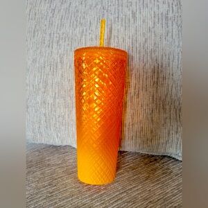 Starbucks Venti Orange Textured Tumbler with Straw